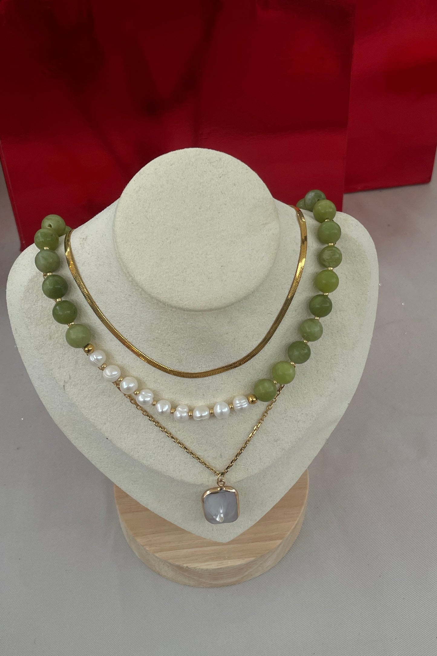 Serpentijn pearl necklace