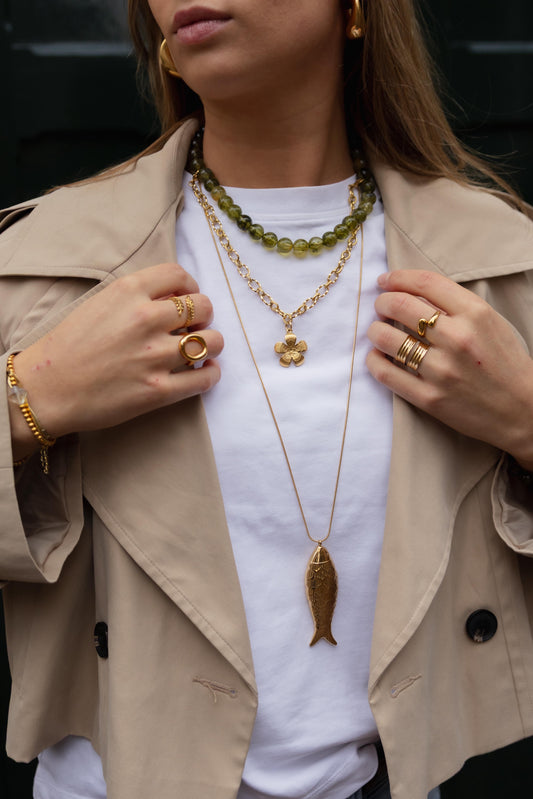 Lange ketting met vis bedel