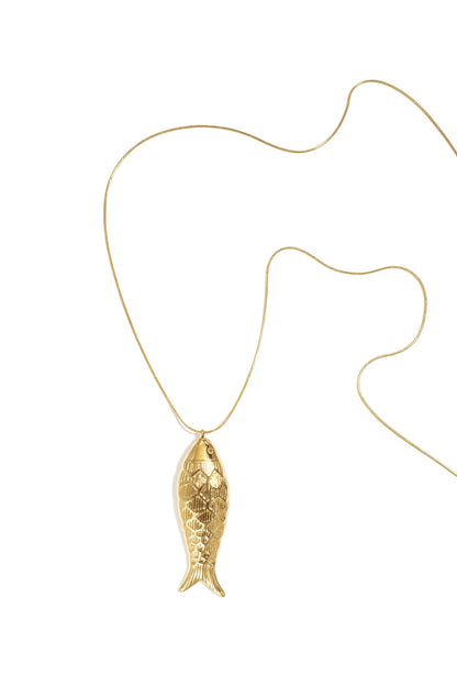 Lange ketting met vis bedel